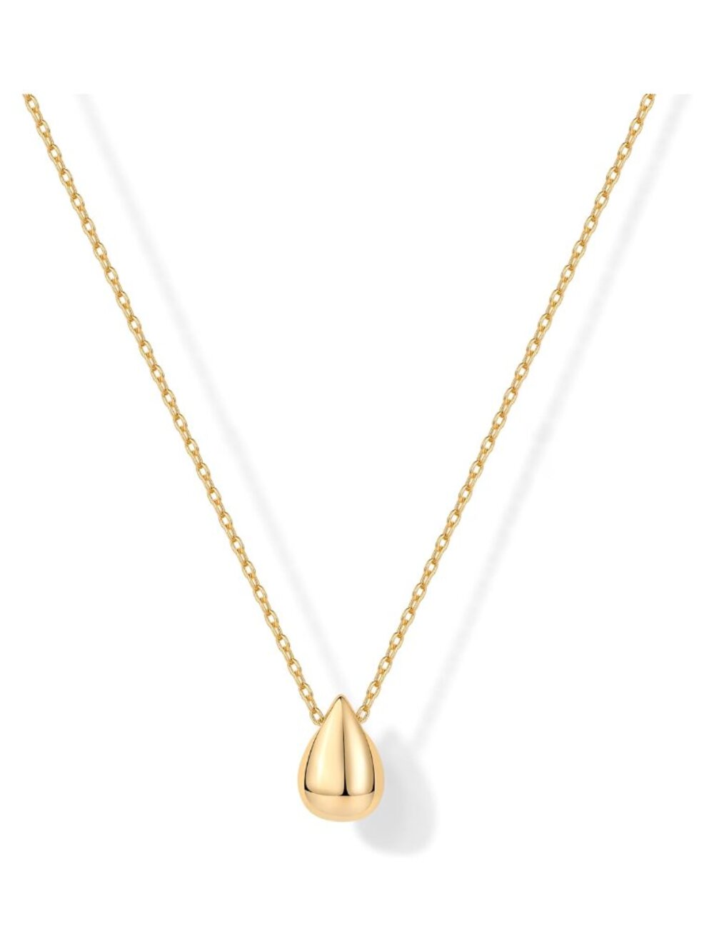 14K Gold Plated Pear Teardrop Pendant Necklace 19 Inch Women Jewelry Gift